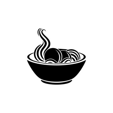 recommend clip art: Meat Balls in the Cup. Silhouette of the Noodle Bowl for Logo or Graphic Design Element. Bakso. Vector Illustration 