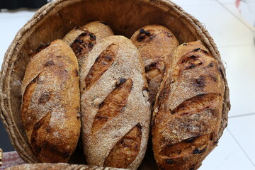 Bread and bakery products are sold in a store in Israel.