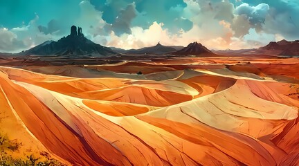 Fototapeta na wymiar A Desert Landscape wallpaper illustration 