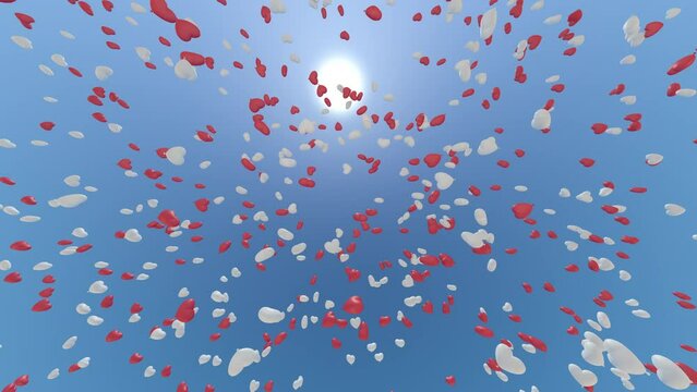 Heart Balloons rising up to the sky.