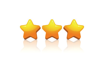 gold star award. three bright stars. 3D. vector illustration. icon