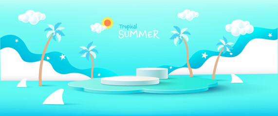 Fototapeta na wymiar Vector summer time Holiday background. modern minimalist background, Design template for product showcase.