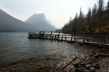 Saint Mary Lake trail in Glacier National Park USA