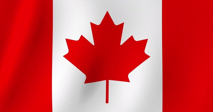 Background waving, fabric flag of Canada, 4K animation.