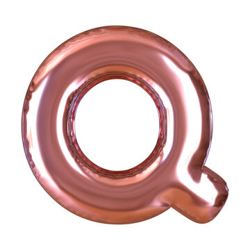 Rose Gold Text Balloon 3d Render.