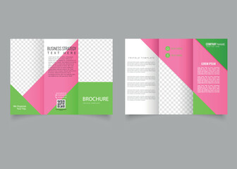 Pink and green trifold brochure. Corporate Tri fold brochure design, brochure flyer design, Vector .