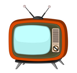 Vector illustration of retro television with red corpus isolated on white background.