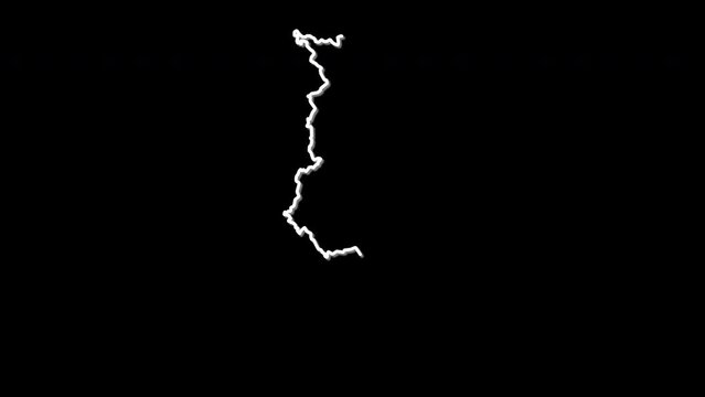 Malawi map, country territory outline self drawing animation. Line art.