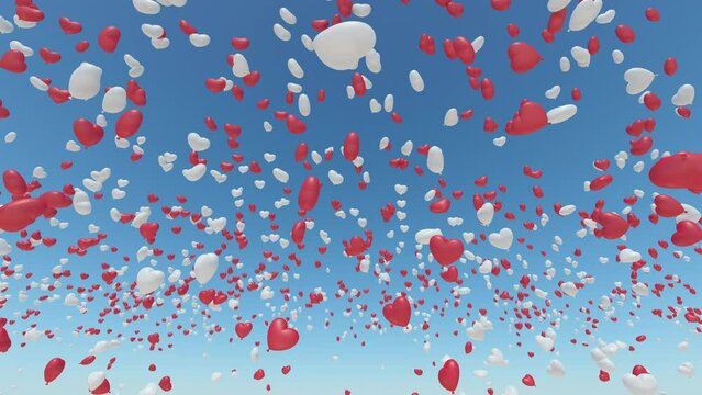 Heart Balloons rising up to the sky.