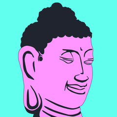 Fashion minimal illustration. Buddha statue sketch. Relax and meditation concept