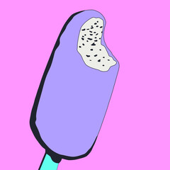 fashion minimal illustration.  Stylish ice cream. Hot summer concept
