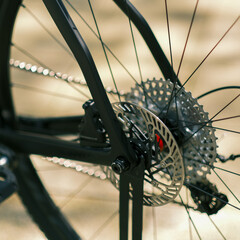 bicycle break disc and caliper, rear wheel