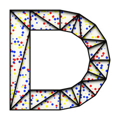 Obraz premium Letter D made of black metal frame with colored dots, isolated on white, 3d rendering