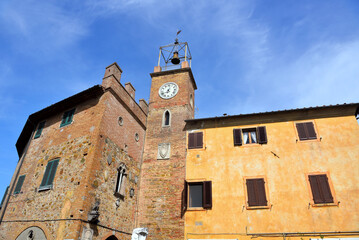 castle and tower of Lajatico tuscany Italy