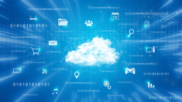 Futuristic business network concept. Hi-tech cloud connection technology background. Cloud computing concept.