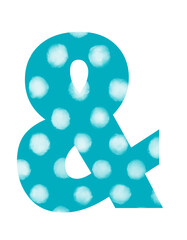 Number watercolor blue polka dots pattern fun colorful illustration