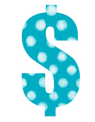 Number watercolor blue polka dots pattern fun colorful illustration