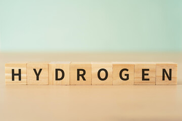 水素のイメージ｜「HYDROGEN」と書かれたブロック
