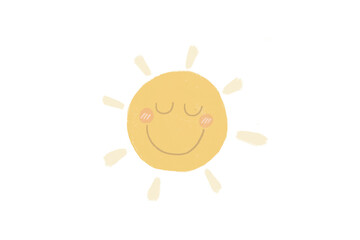 face emotion of the sun isolated on white background, cartoon character design for using in feeling of a day with sunlight sign