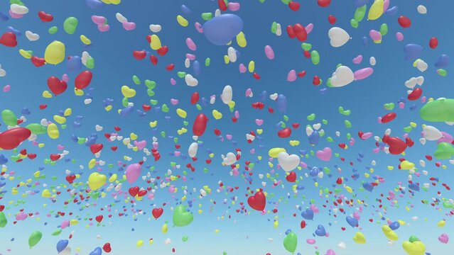 Heart Balloons rising up to the sky.
