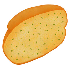 garlic bread watercolor illustration