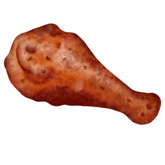 Grilled BBQ Chicken watercolor illustration