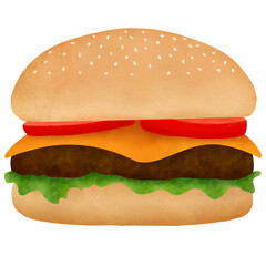 Hamburger watercolor illustration