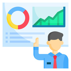 Presentation flat color icon. Can be used for digital product, presentation, print design and more.