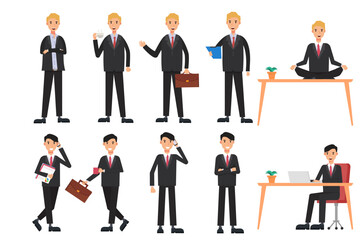 set Businessman working character design . Vector