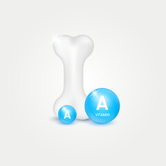 Vitamin A help strengthen bone. Healthy knee bone human bone anatomy. Skeleton x ray scan concept therapy. Medical or healthcare. Isolated on white background. Realistic 3d Vector.