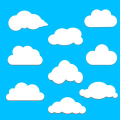 Vector illustration of a cloud collection or set.