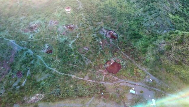 Aerial View Of Masai Manyatta In Tanzania During Daytime - drone shot
