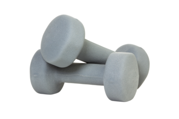 Pair of grey dumbbells isolated on transparent background