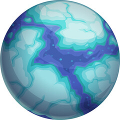 Cartoon planet of snow and ice isolated cold globe