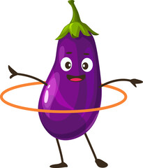 Vegetable eggplant do fitness exercises hula hoop © Vector Tradition