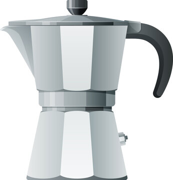 Moka pot vector icon, aluminum kitchen appliance