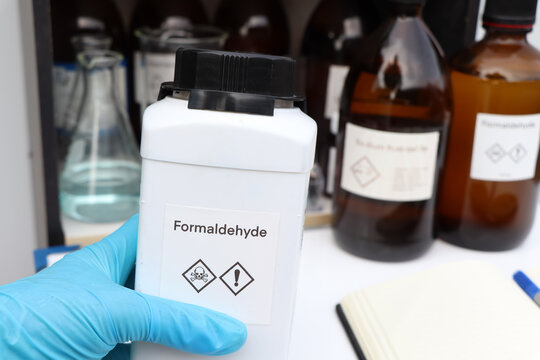 Formaldehyde in bottle, chemical in the laboratory