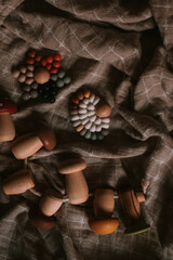 Silicone teether and wooden toy lacing for baby