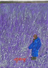 Obraz premium man walking with dog. illustration. watercolor painting