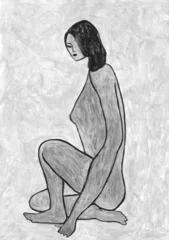 Foto op Plexiglas abstract woman portrait. illustration. watercolor painting © Anna Ismagilova