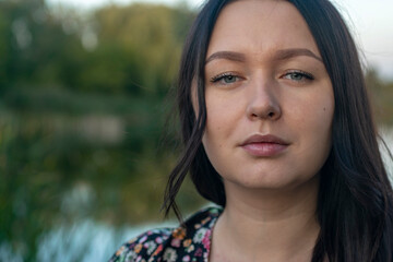 Fototapeta premium Close up portrait young beautiful woman.