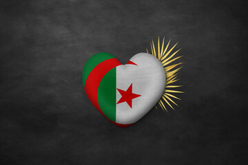 Textile heart in colors of national flag. Photography and marketing digital backdrop. Algeria