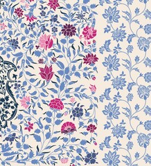 wedding card design, traditional paisley floral pattern , royal India	