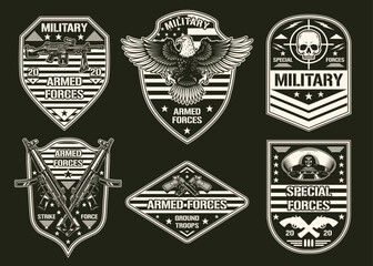 Military set monochrome vintage label
