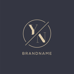Initial letter YN logo with simple circle line, Elegant look monogram logo style - obrazy, fototapety, plakaty