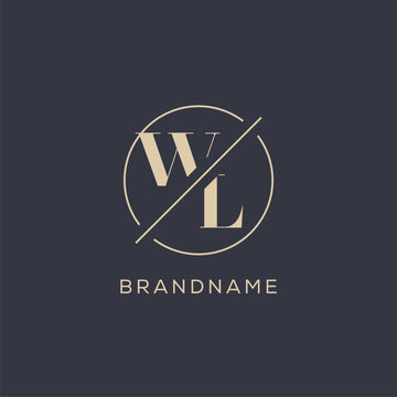 Initial letter WL logo with simple circle line, Elegant look monogram logo style