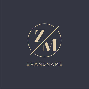 Initial letter ZM logo with simple circle line, Elegant look monogram logo style