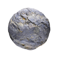 Planet Mountain Grey Stone Rock Granite Ball Isolated  on Transparent Background 3d