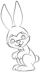 The bunny. Element for coloring page. Cartoon style.