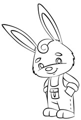 The bunny. Element for coloring page. Cartoon style.